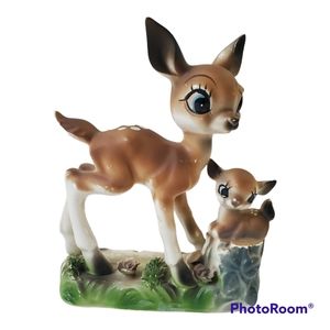 Vintage ceramic big eyed deer kitsch anthropomorphic Bambi